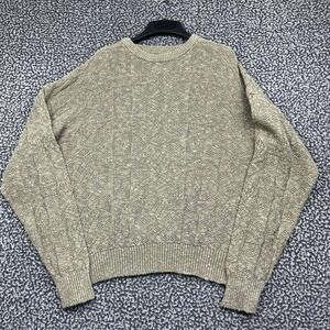 Vintage Christopher Hayes Sweater Men Large Green Linen Cotton Knit Crewneck